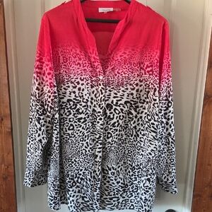 Calvin Klein Vibrant Red Ombre Leopard Print Top